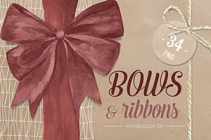 Bows & Ribbons. Watercolor Set