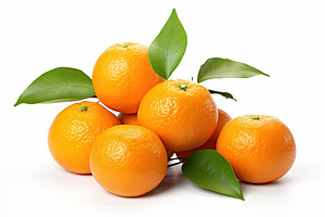 Fresh mandarins with green leaves isolated white background, a Food & Drink Photo by AlyaAnd