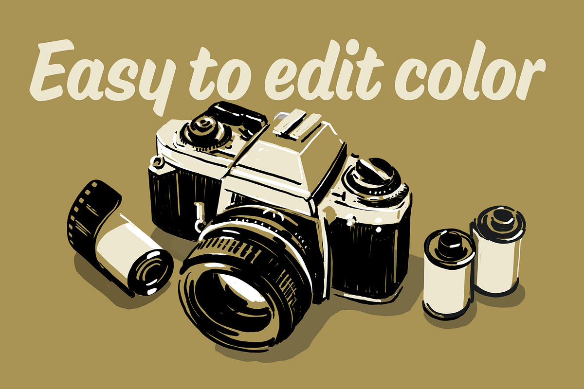Vintage 35mm film camera, an Illustration by Serifs & Whiskey (Photo 2 of 3)