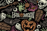Halloween Element + Pattern Seamless, an Illustration by Nocturnal Workspace (Thumbnail 1 of 4)