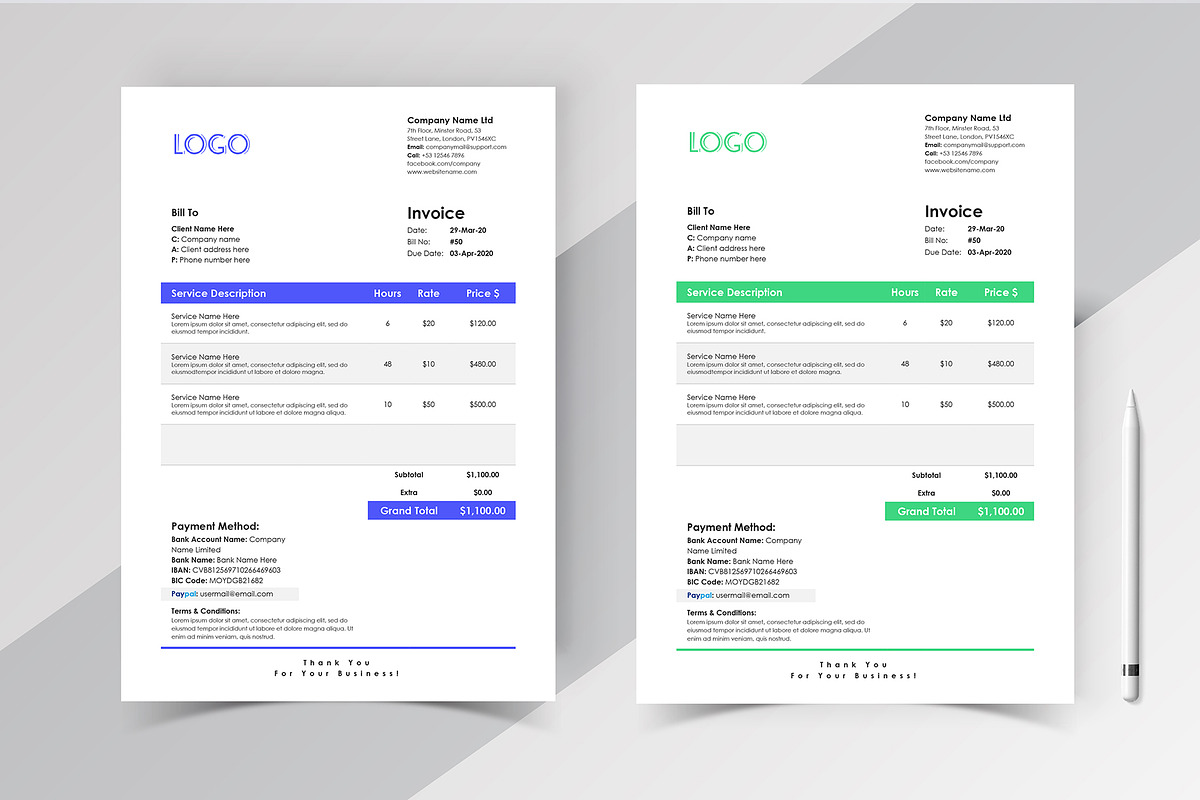 Invoice Template Google Docs Word, a Stationery Template by Tbunny (Photo 9 of 12)