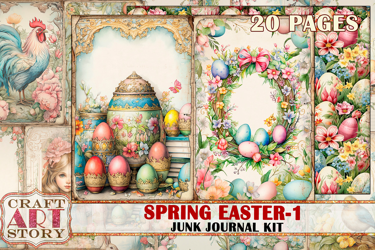 Spring Easter-1 junk journal Kit, an Animal Illustration by CraftArtStory (Photo 1 of 6)