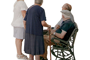 Isolated image of a group of seniors in rear view, a Person Photo by DanFLCreativo