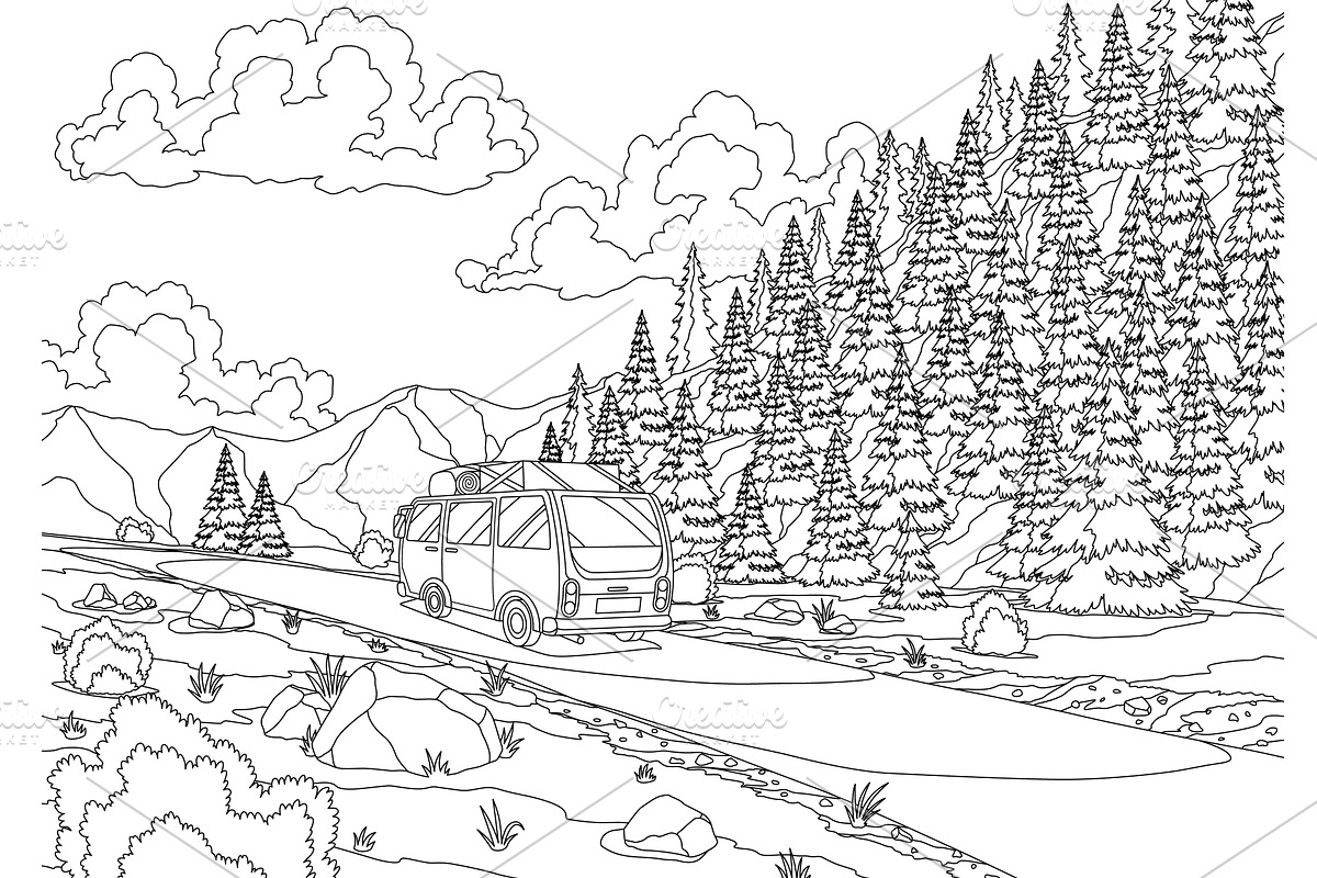 Road trip vacation, travel by car in, a Transportation Illustration by the8monkey