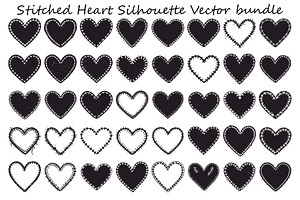 Stitched Heart Silhouette Vector Bun, an Illustration by Designs_River