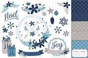 Navy Christmas Wreaths & Patterns, an Illustration by Amanda Ilkov (Thumbnail 1 of 5)