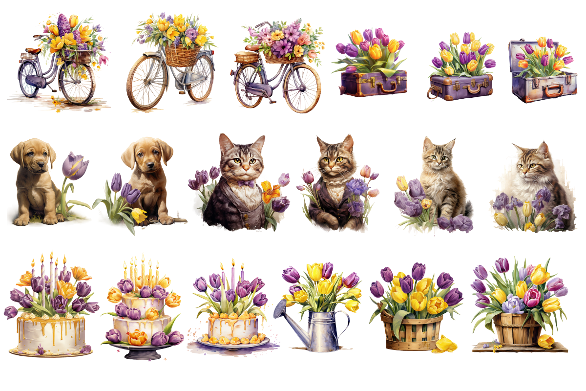 Vintage Tulip Clipart, an Object Illustration by Digital Xpress (Photo 2 of 4)