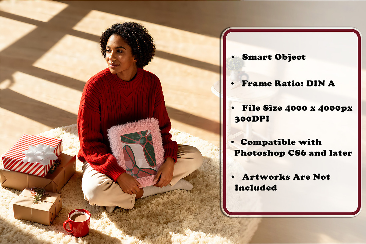 Pink Fur Frame Mockup | with Woman, a Household Mockup by RevintageStudio (Photo 2 of 6)