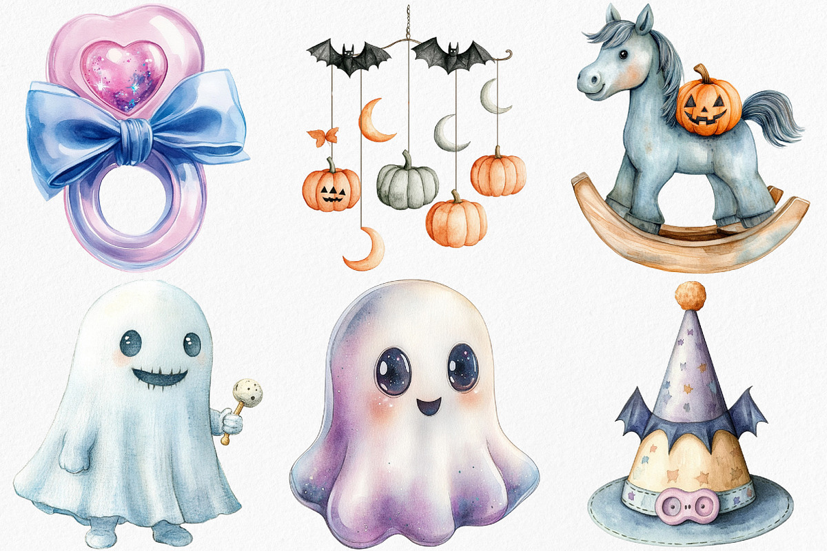 Halloween Baby Shower Clipart Bundle, an Illustration by Canvas Craft (Photo 2 of 8)