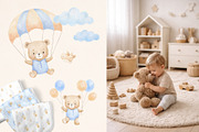Watercolor teddy bear for nursery, an Animal Illustration by ElenaPlatovaArt (Thumbnail 11 of 12)