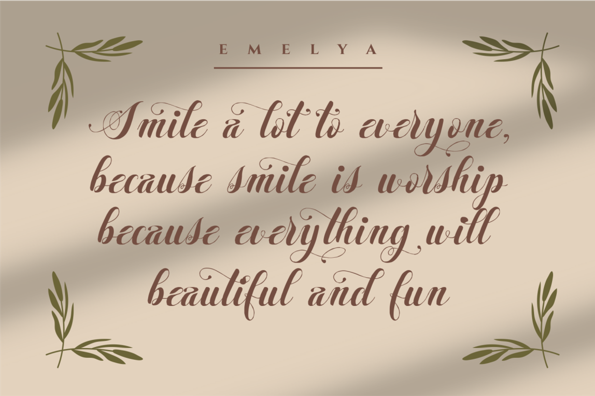 Emelya - Elegant Calligraphy Font, a Script Font by Idea Studio (Photo 4 of 11)