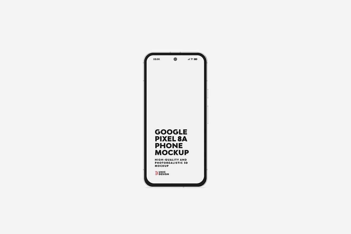 Google Pixel 8A Phone Mockup, an Android Mockup by UnicDesign (Photo 3 of 15)