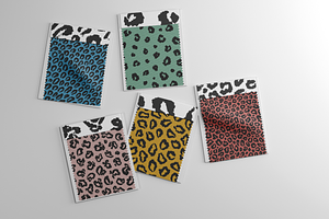 8 Leopard Seamless Patterns Vector