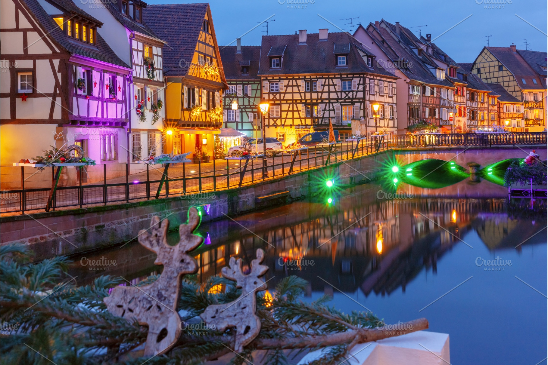 Christmas Illuminations at Sunset in, an Architecture Photo by kavalenkava