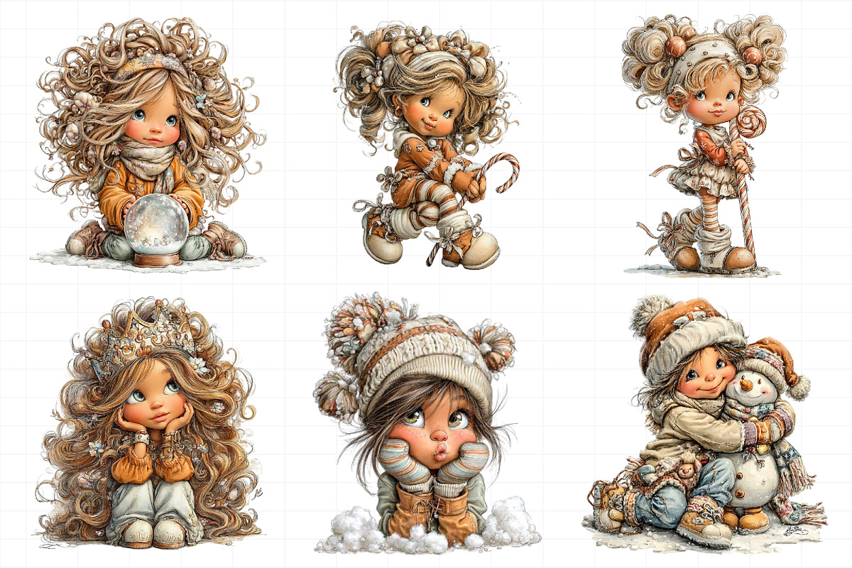Whimsical Christmas Girl Clipart, an Illustration by Daily.Designs (Photo 4 of 5)