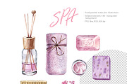 SPA Watercolor Beauty Items Set, an Object Illustration by Akvarelldesign (Thumbnail 2 of 3)