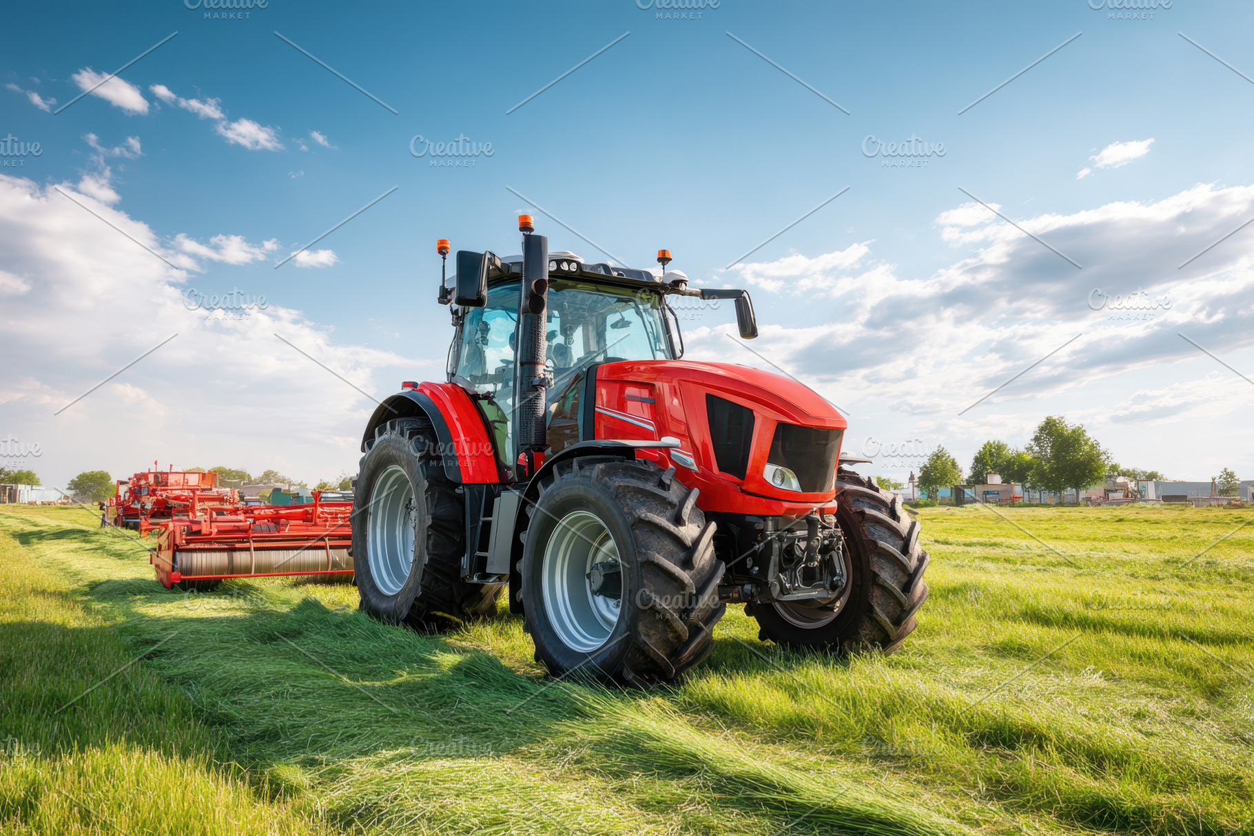 Tractor spraying crops at sunset, a Transportation Photo by AlyaAnd