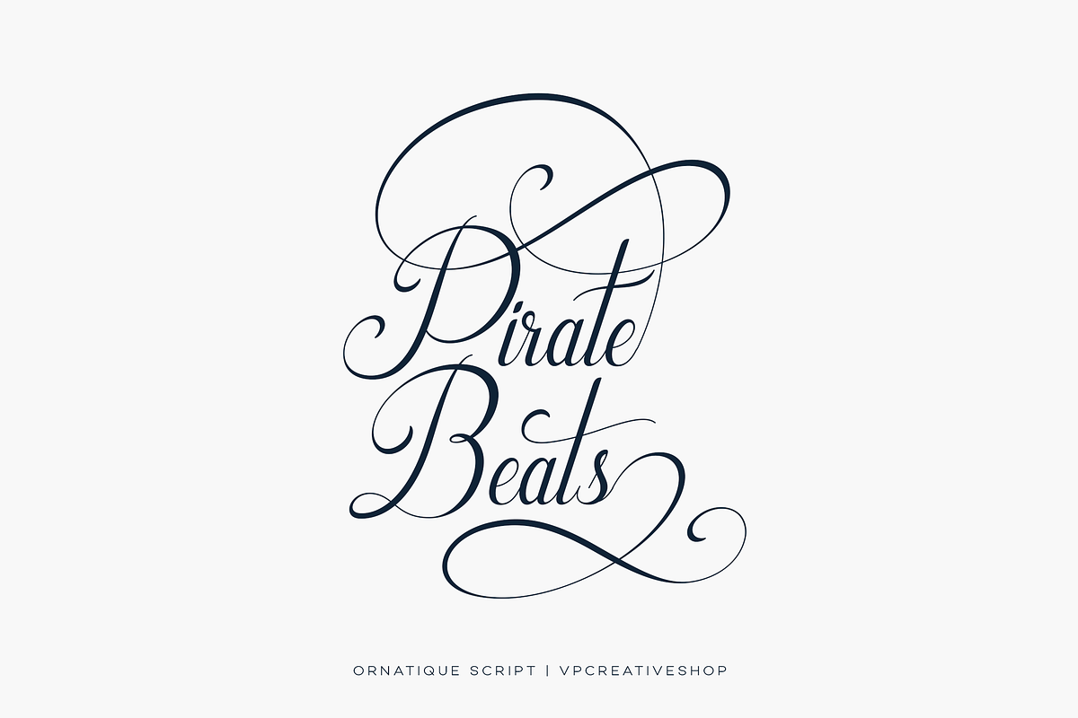 Ornatique script - 4 fonts, a Script Font by VP Fonts (Photo 2 of 15)