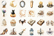 Watercolor Neutral Halloween Clipart, an Illustration by Libby Wishes (Thumbnail 2 of 5)