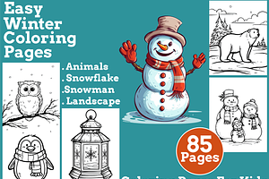 Easy Winter Coloring Pages for Kids, an Animal Illustration by martinblan