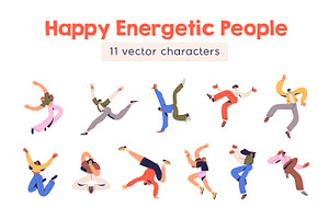 Happy people in free poses set, a Person Illustration by Good Studio