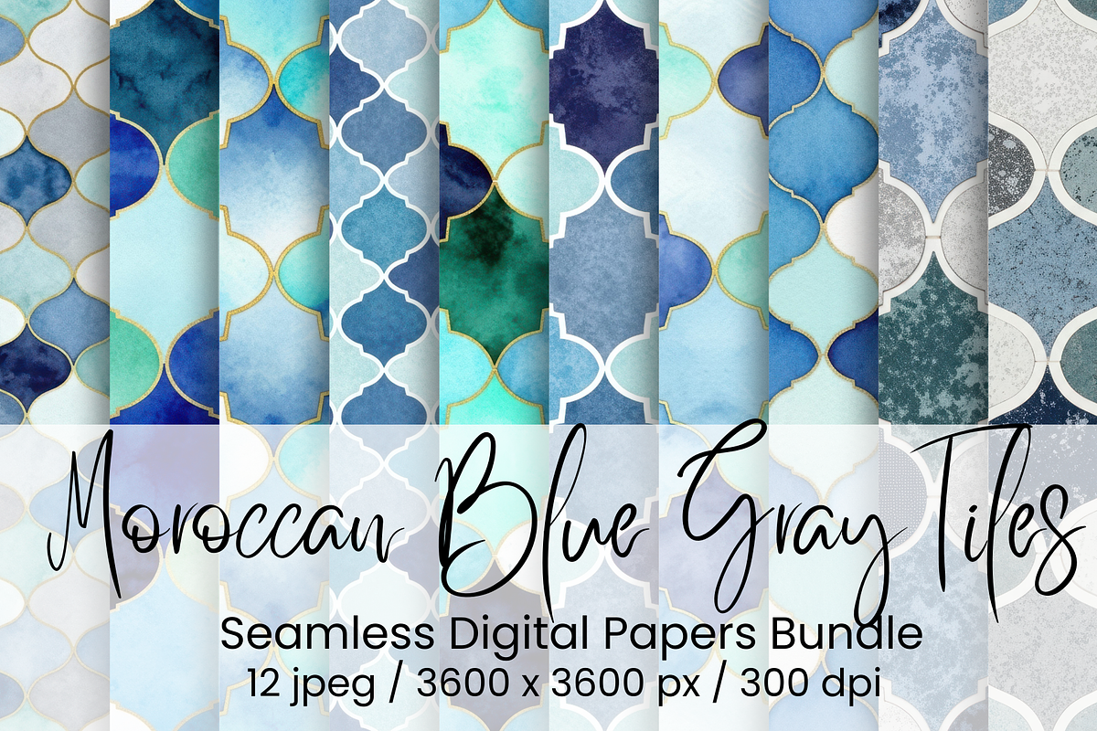 Moroccan Blue Gray Tiles, an Illustration by Mashimara (Photo 1 of 4)