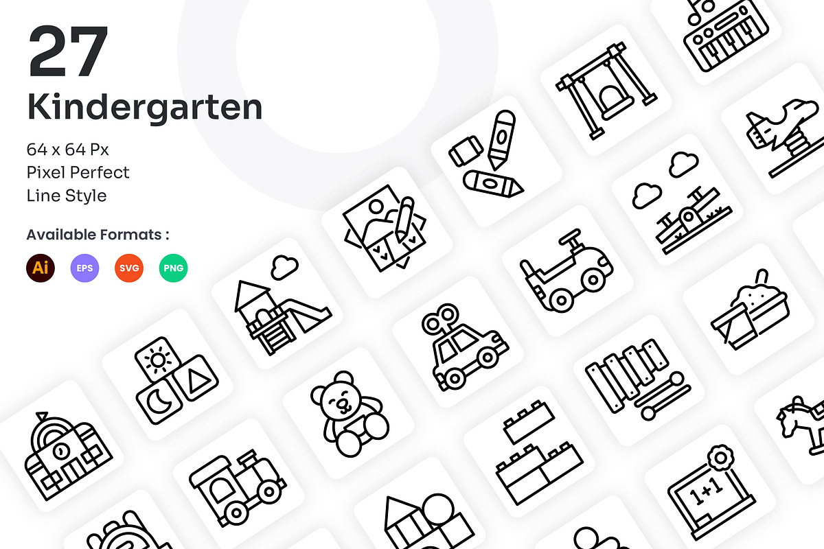 Kindergarten Icons Set - Line, an Outline Icon by Kmg Design (Photo 1 of 2)