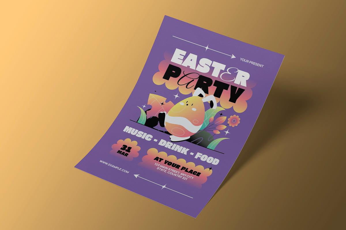 Creative Purple Easter Party Flyer, a Flyer Template by Neermana (Photo 2 of 4)