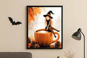 Autumn Witch on Pumpkin Cup, a Seasonal Illustration by Floraphoria (Thumbnail 6 of 14)