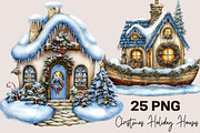 Whimsical Christmas Holiday Houses, a Seasonal Illustration by SVGArt (Thumbnail 1 of 5)