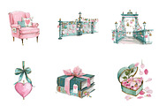 Watercolour Romantic Clipart, an Illustration by CreationArt (Thumbnail 4 of 7)