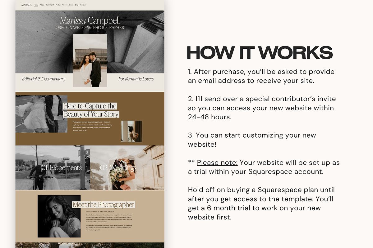 Photography Website Template, a Squarespace Template by molly ho studio (Photo 4 of 9)