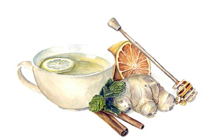 watercolour healthy tea