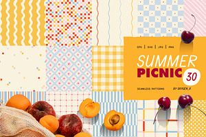 Summer Picnic. Seamless Patterns, a Pattern Graphic by oxygen_8