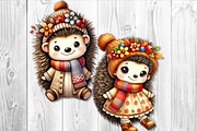 Cute Autumn Hedgehog Clipart Set, a Seasonal Illustration by V Design Creator (Thumbnail 7 of 9)