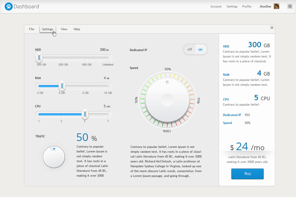 Dashboard - User Interface Template, a Websites & App Template by Florin Constantin (Photo 4 of 5)