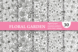 30 Floral Seamless Patterns Set
