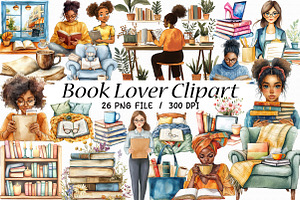 Book Lover Clipart, an Illustration by Libby Wishes