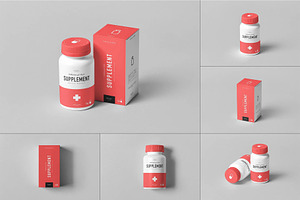 Supplement Jar & Box Mock-up, a Product Mockup by zippypixelstudio