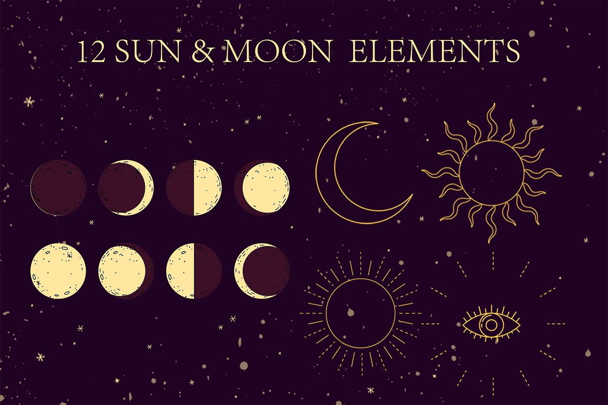 Moonlight Magic vector set, an Illustration by Marine art (Photo 3 of 4)