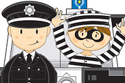 Cute Policeman & Robber, a Transportation Illustration by Mark Murphy Creative (Thumbnail 2 of 2)