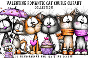 Valentine Romantic Cat Couple Clipar, an Illustration by OK Design (Thumbnail 1 of 6)