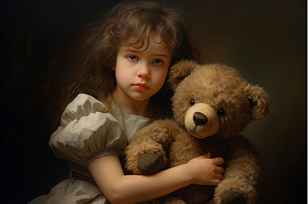 Cherished Little girl hugging her, a Person Photo by Ylivdesign
