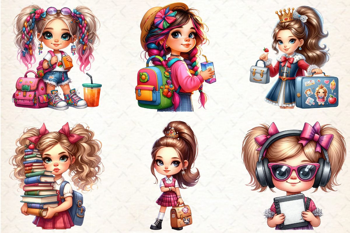 Back to School Girl Clipart, a Seasonal Illustration by Rose Art (Photo 4 of 4)