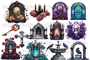 Gothic Tombstones Collection Clipart, an Object Illustration by Watercolor Digital (Thumbnail 4 of 18)