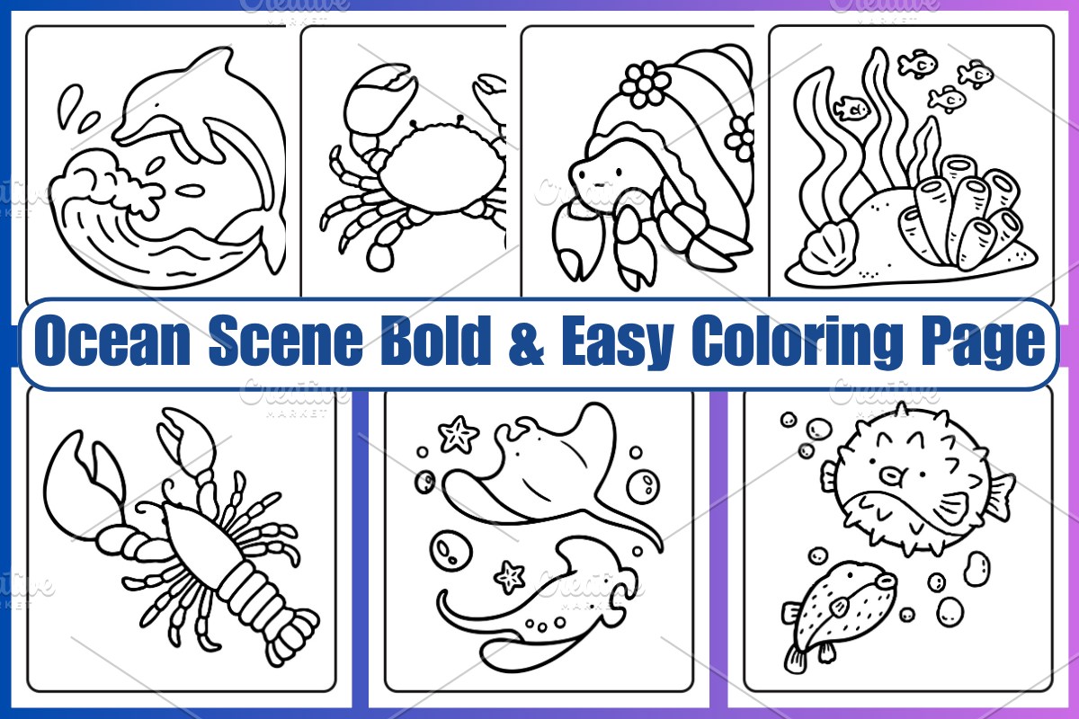 Ocean Scean Coloring Pages, an Animal Illustration by Coco Bloom (Photo 1 of 4)