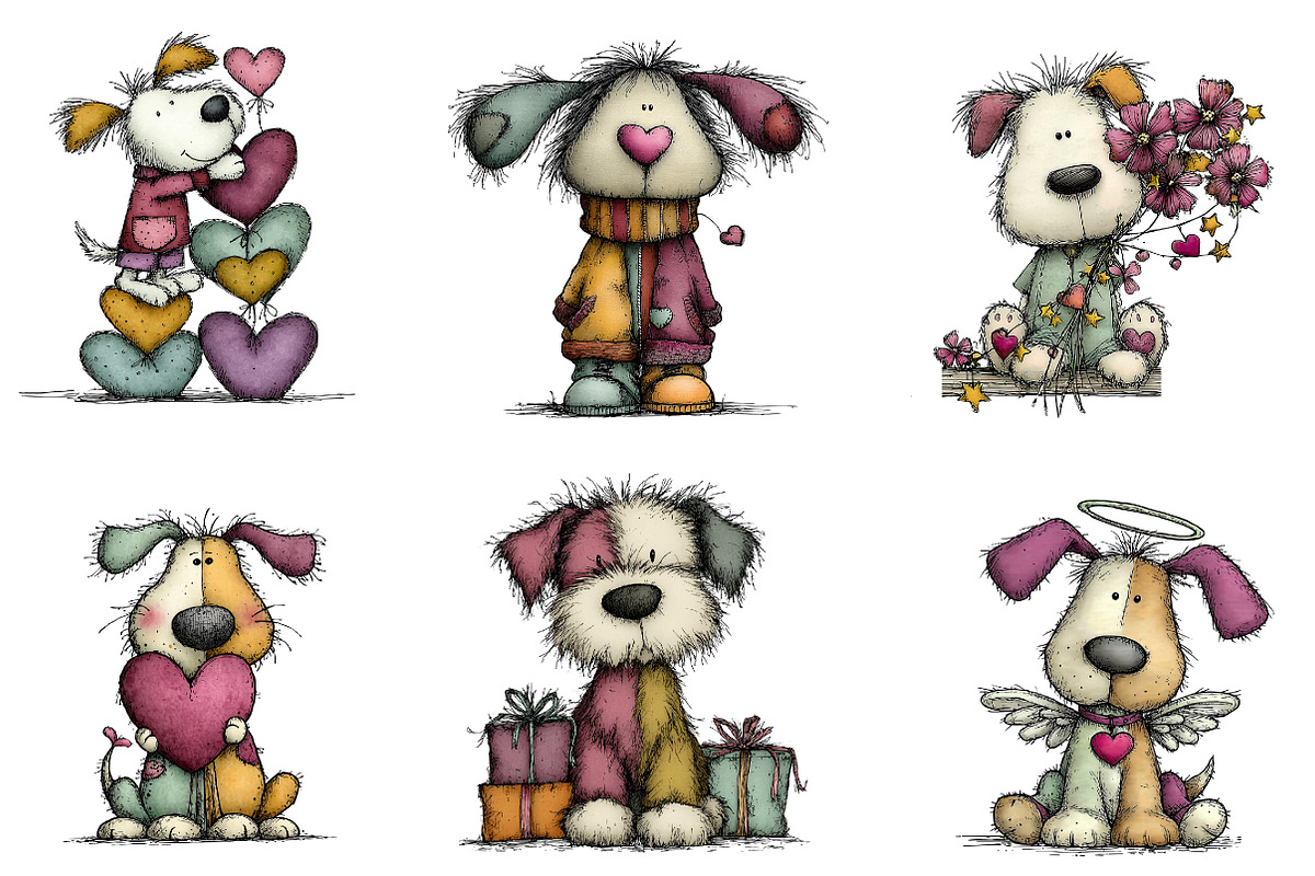 Whimsical Valentines Day Dog Clipart, an Illustration by CreationArt (Photo 3 of 7)