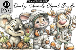 Quirky Animals Clipart, an Illustration by Daily.Designs