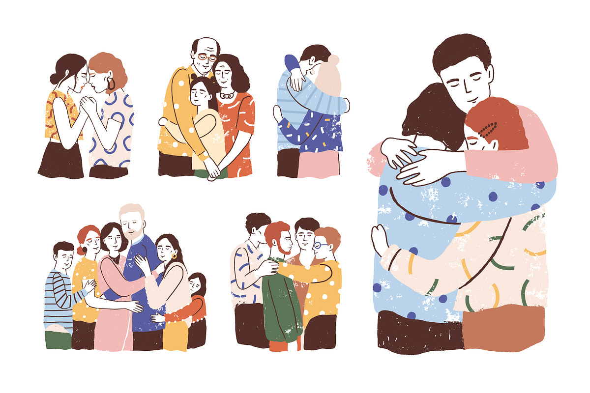 Family & friends support, hugs set, a Person Illustration by Good Studio (Photo 1 of 4)