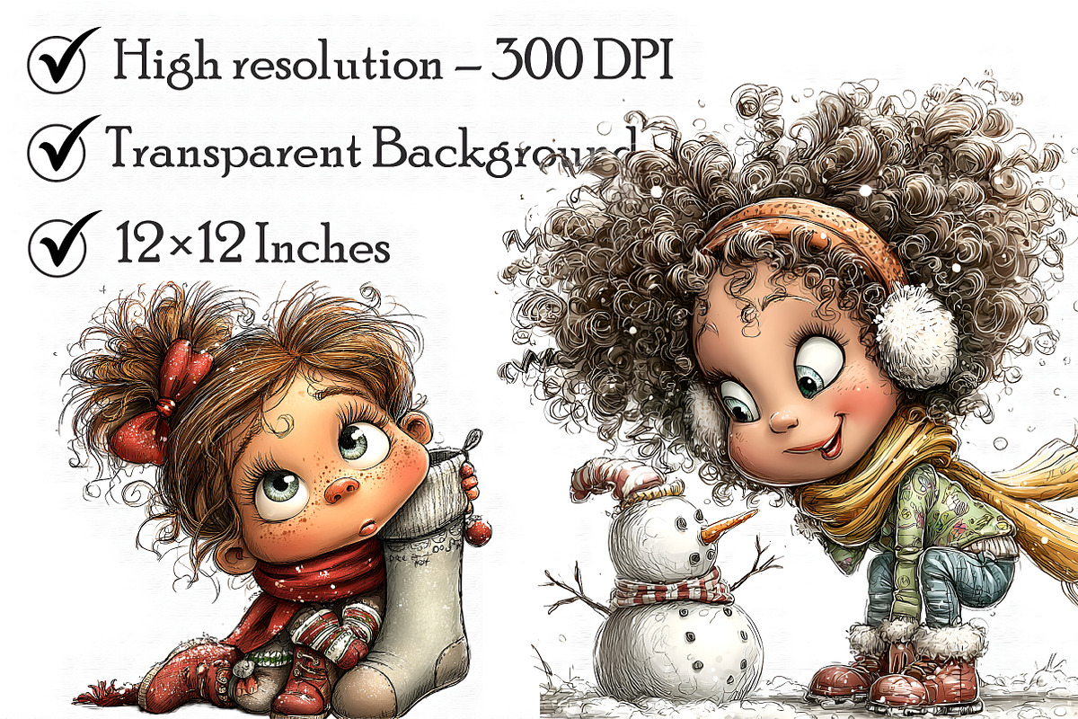Whimsical Christmas Girl Clipart, an Illustration by Libby Wishes (Photo 6 of 7)